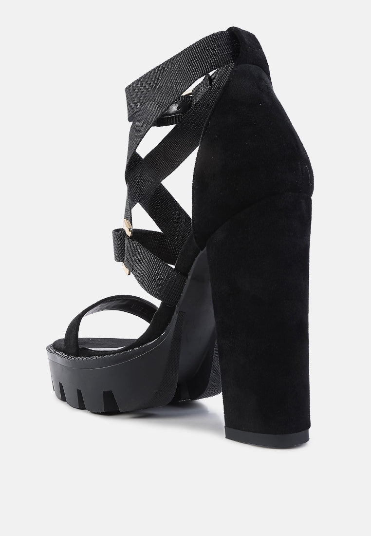 Fresh Daisy Harness Straps Block Heel Sandals-2