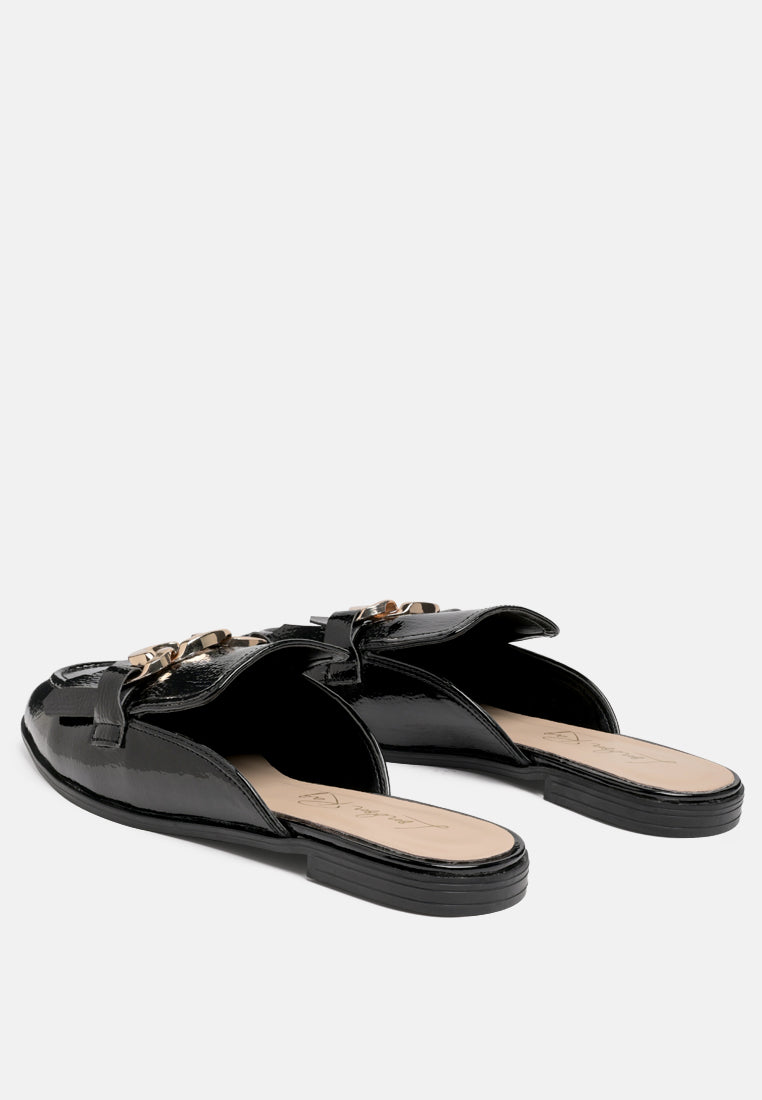Gladioli Metal Buckled Fringe Detail Mules-3