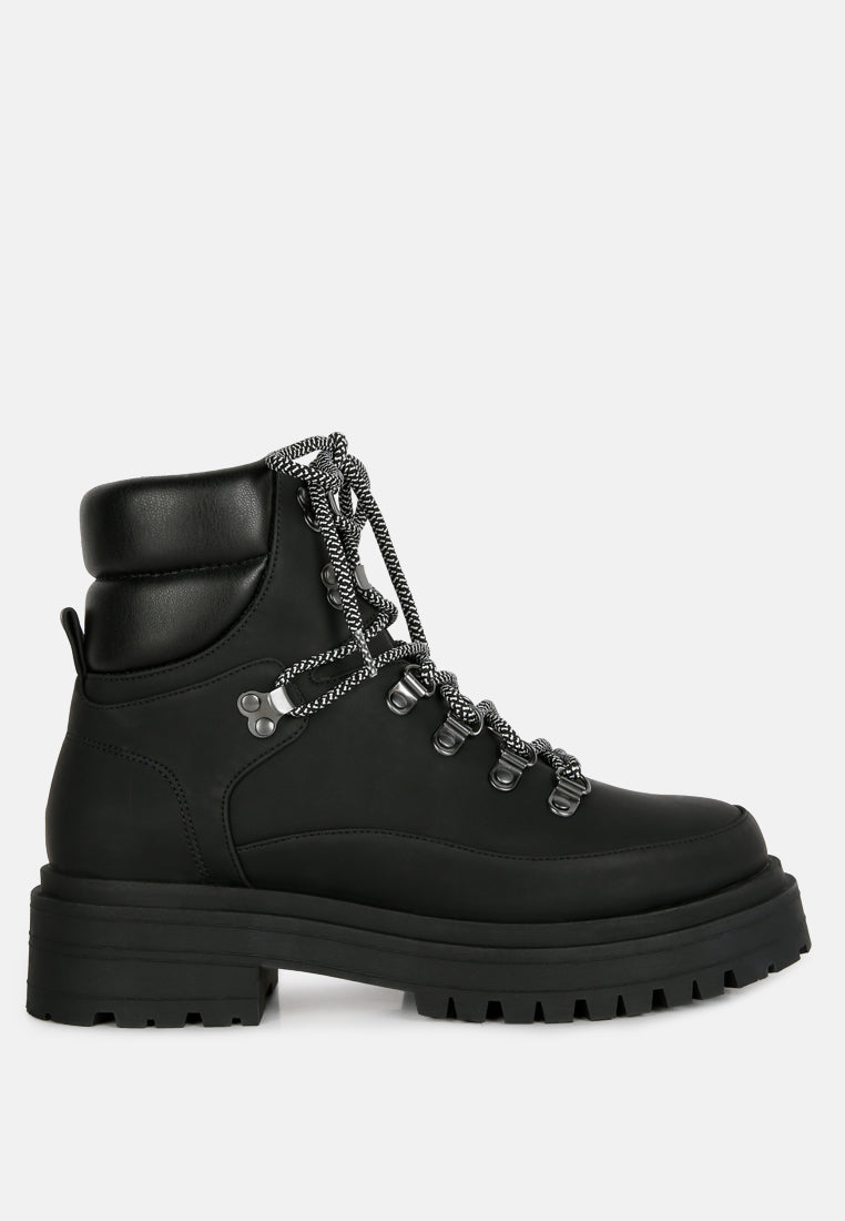 Goliath Lace Up Chunky Biker Boots-5
