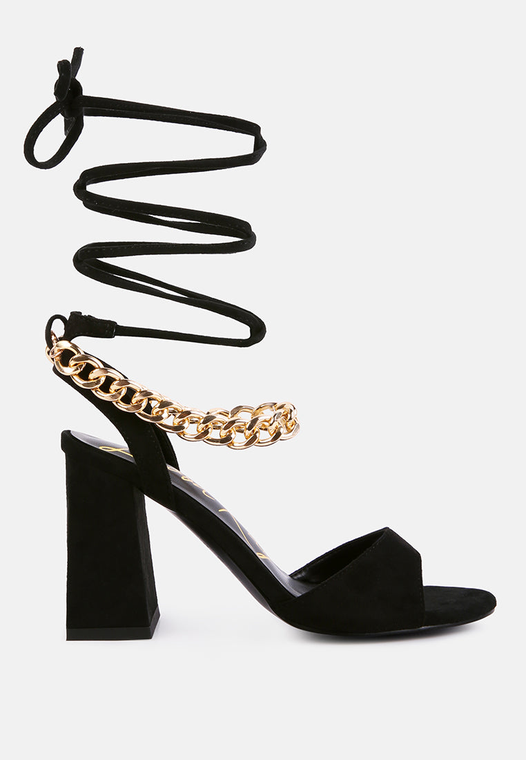 Gone Gurl Metal Chain Lace Up Sandals-7