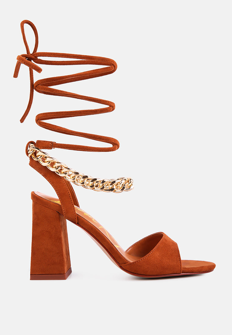 Gone Gurl Metal Chain Lace Up Sandals-5