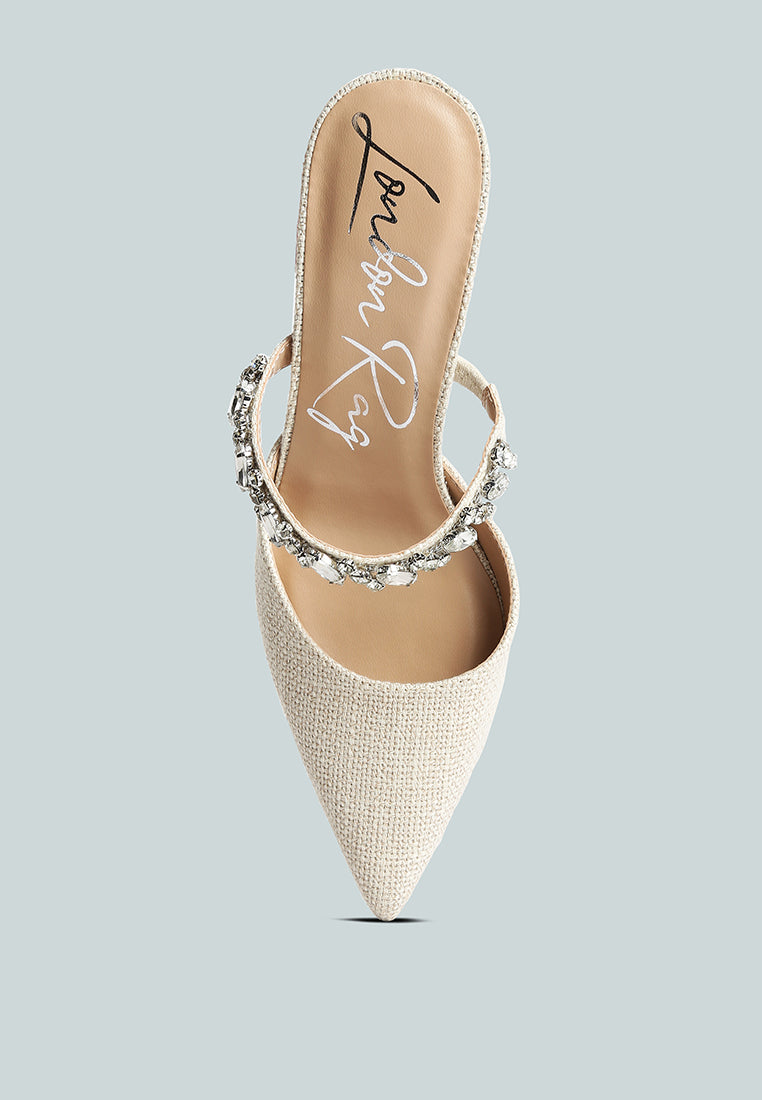 Greta Diamante Embellished Kitten Heel Mules-4