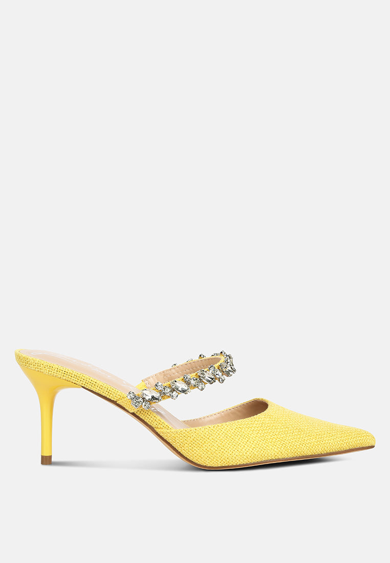Greta Diamante Embellished Kitten Heel Mules-5