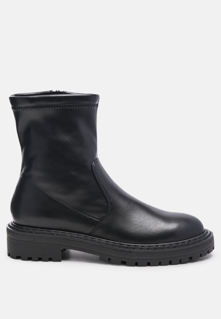 Gumb Panelled Chunky Ankle Boots-0