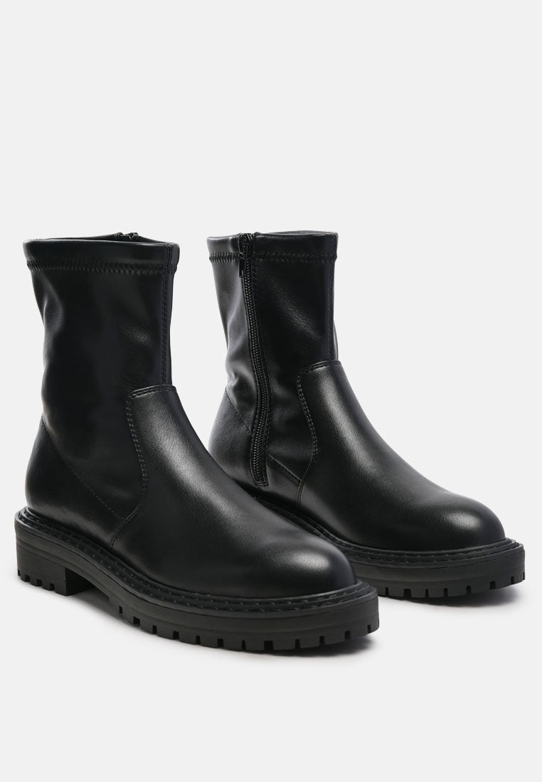 Gumb Panelled Chunky Ankle Boots-1