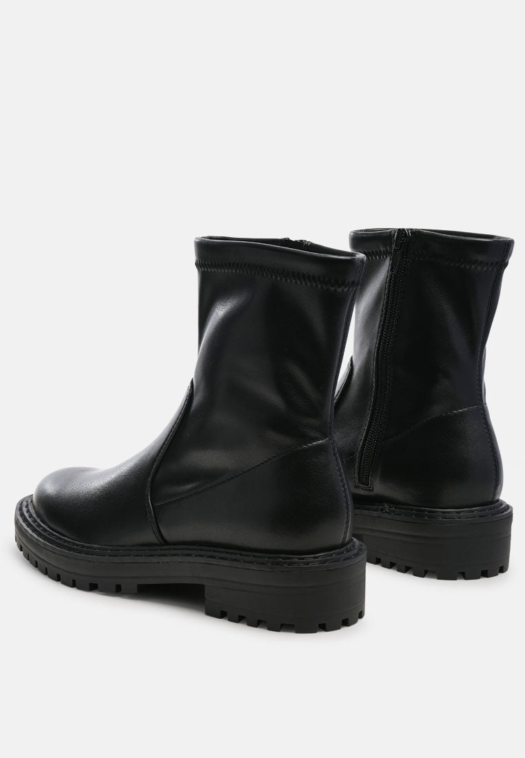 Gumb Panelled Chunky Ankle Boots-2