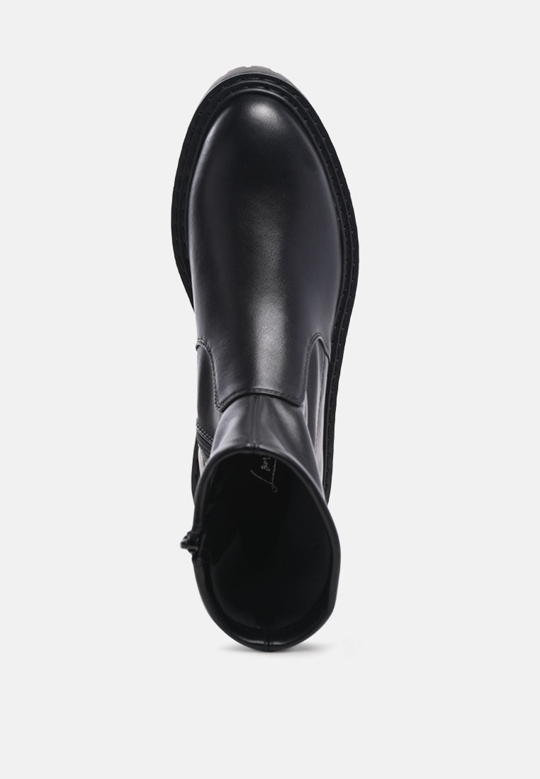 Gumb Panelled Chunky Ankle Boots-3