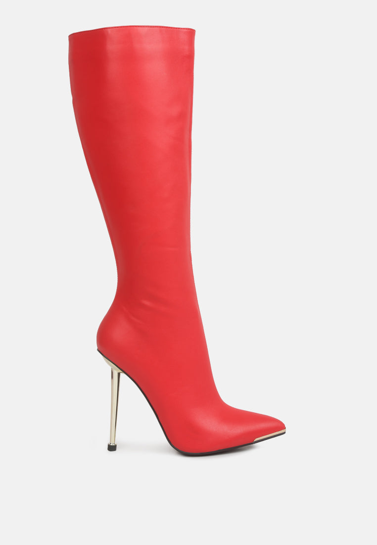Hale Faux Leather Pointed Heel Calf Boots-5