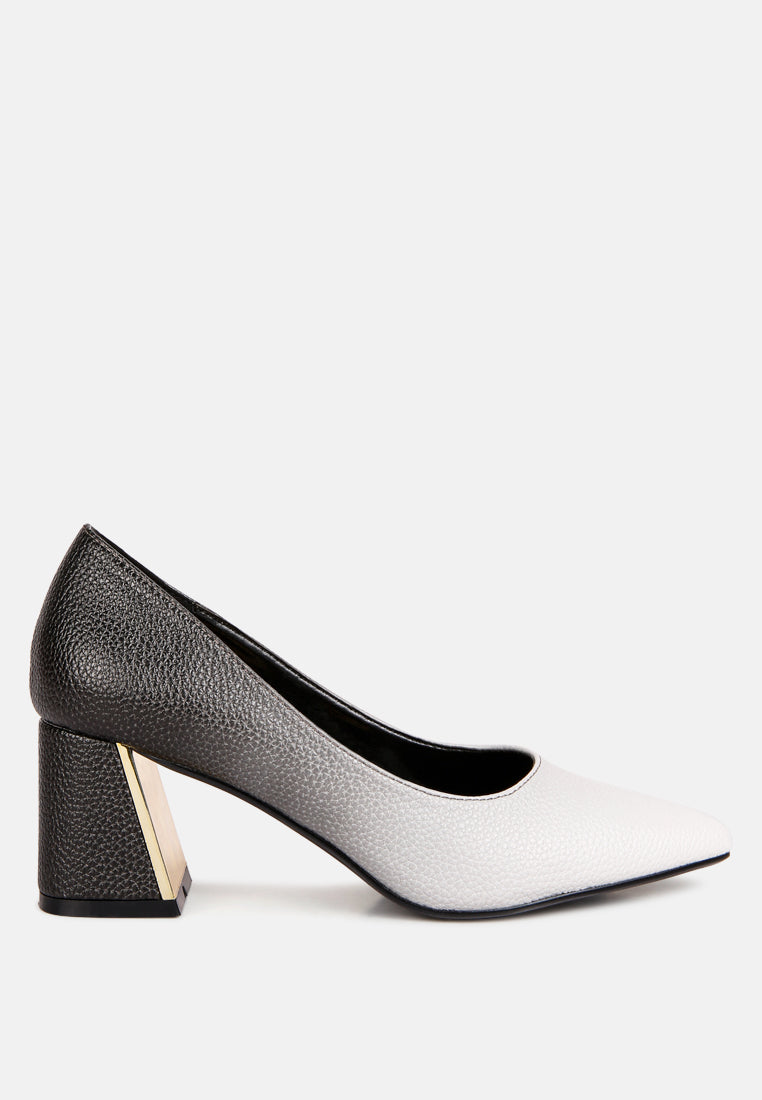 Harlow Metallic Accent Block Heel Pumps-6