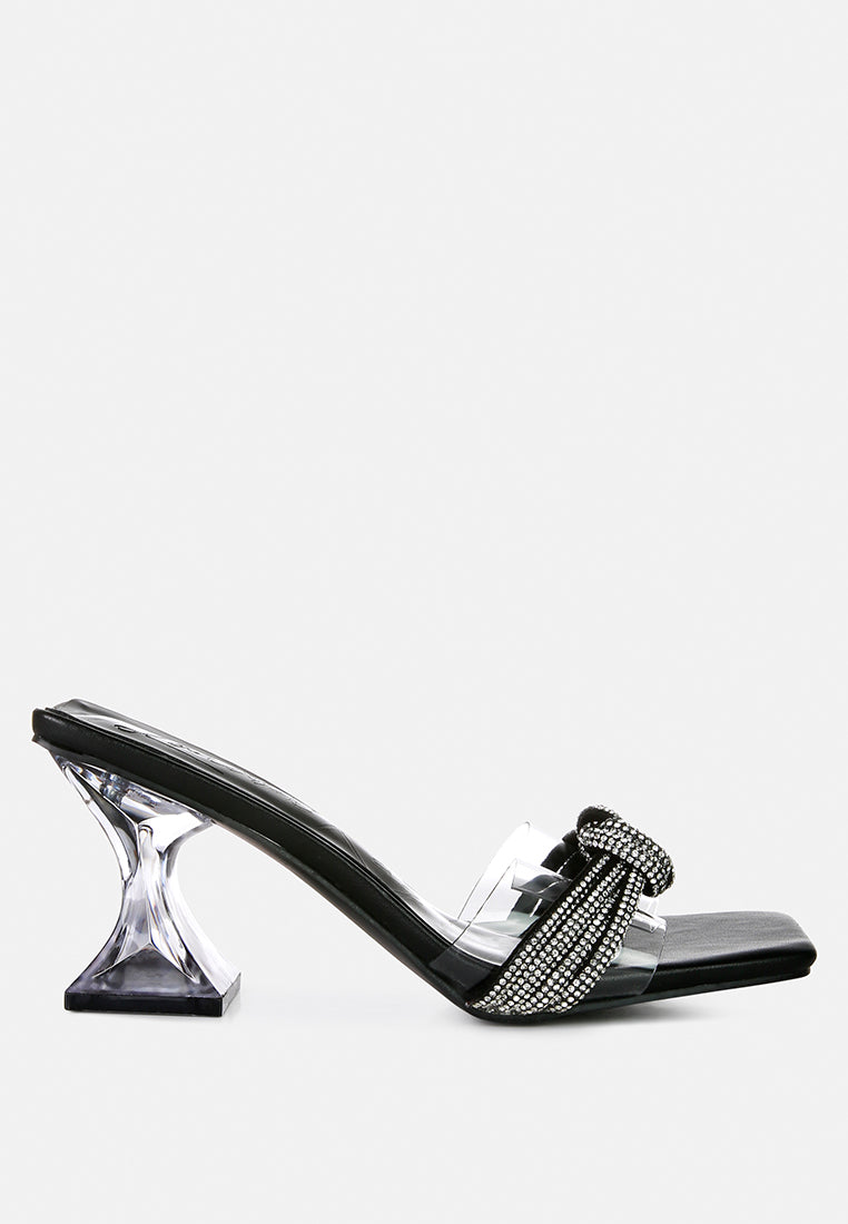 Hiorda Rhinestone Knotted Spool Heel Sandals-7