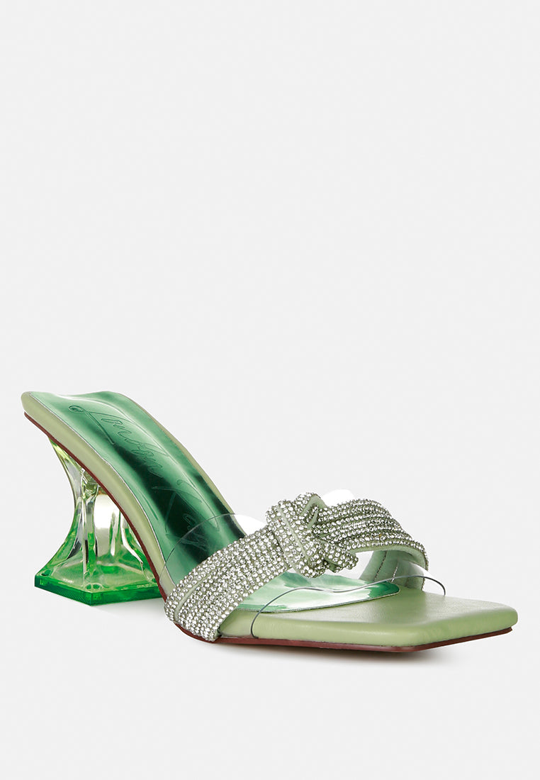 Hiorda Rhinestone Knotted Spool Heel Sandals-1