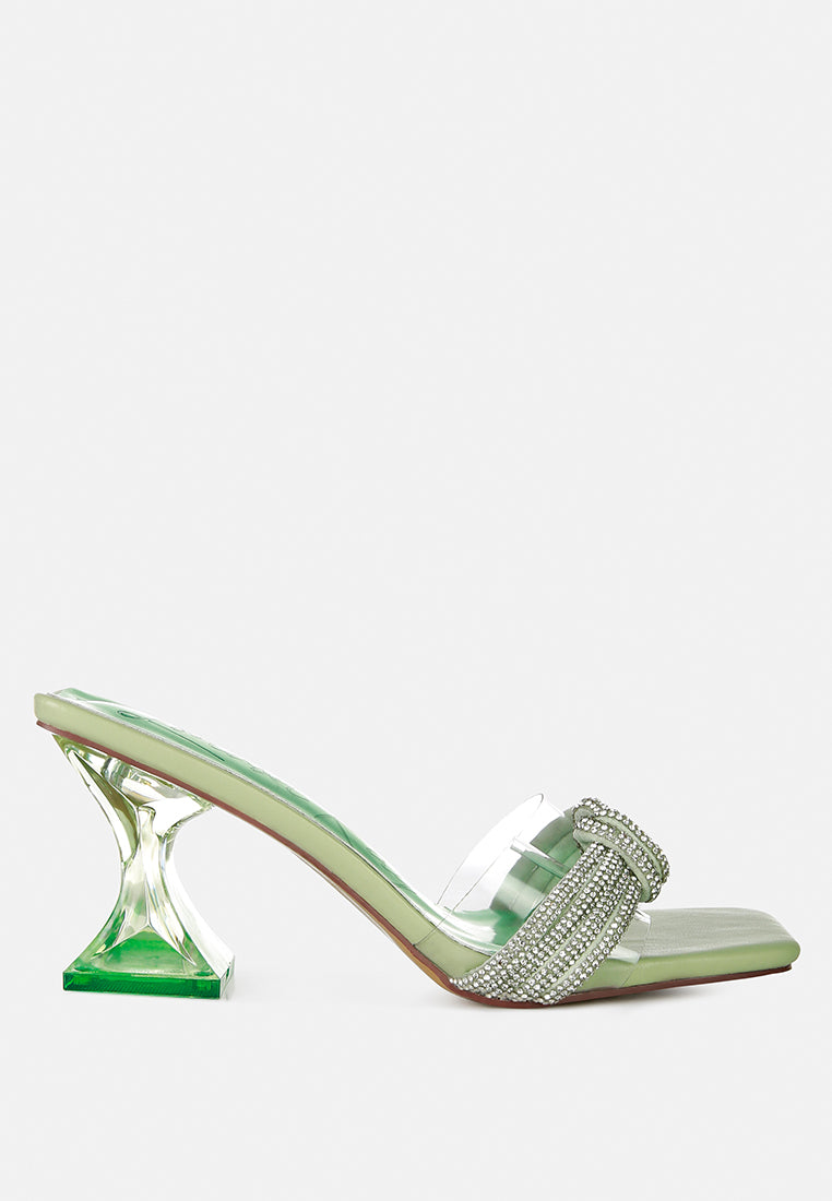 Hiorda Rhinestone Knotted Spool Heel Sandals-0
