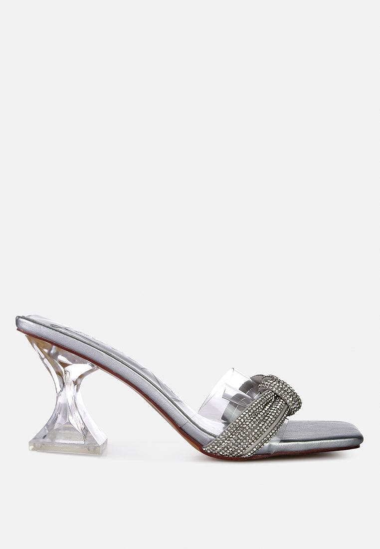 Hiorda Rhinestone Knotted Spool Heel Sandals-6