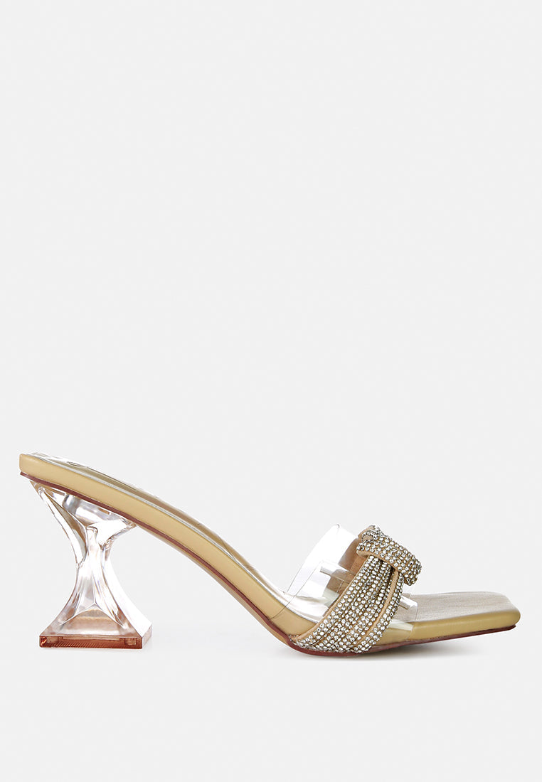 Hiorda Rhinestone Knotted Spool Heel Sandals-5
