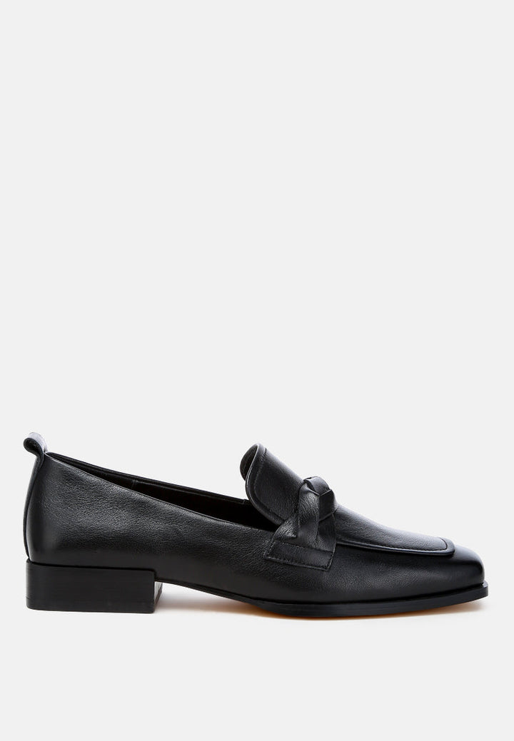 Hostess Genuine Leather Braided Loafers-5