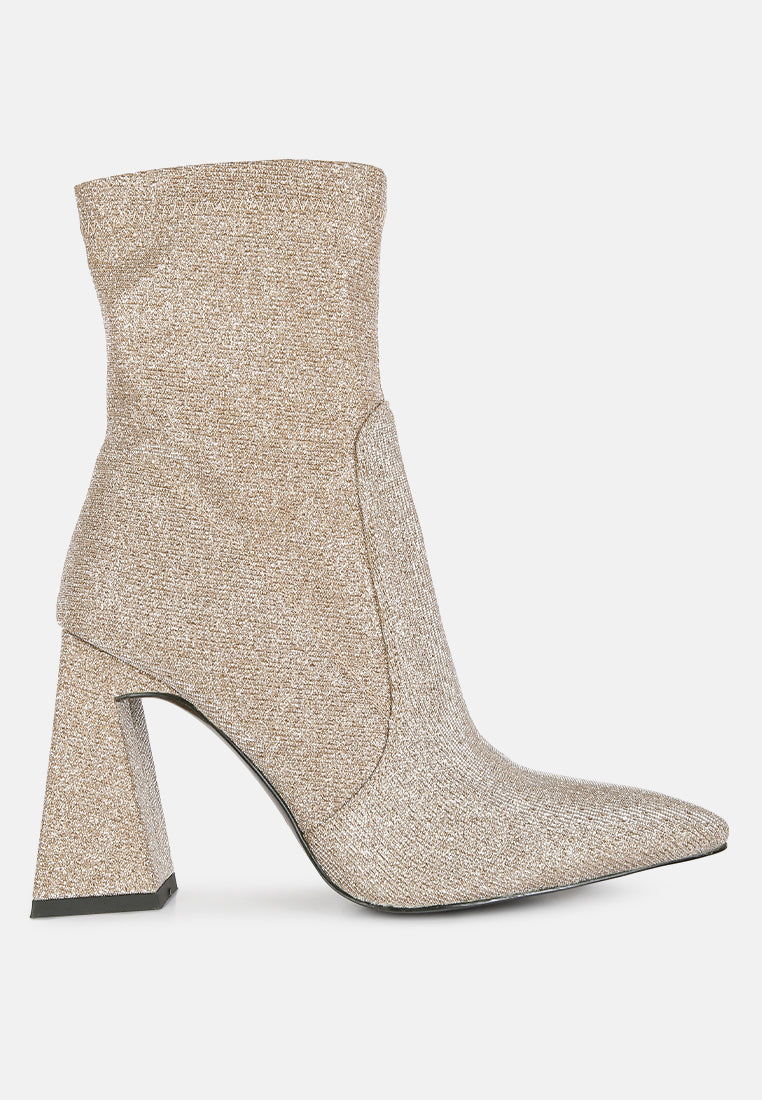 Hustlers Shimmer Block Heeled Ankle Boots-0