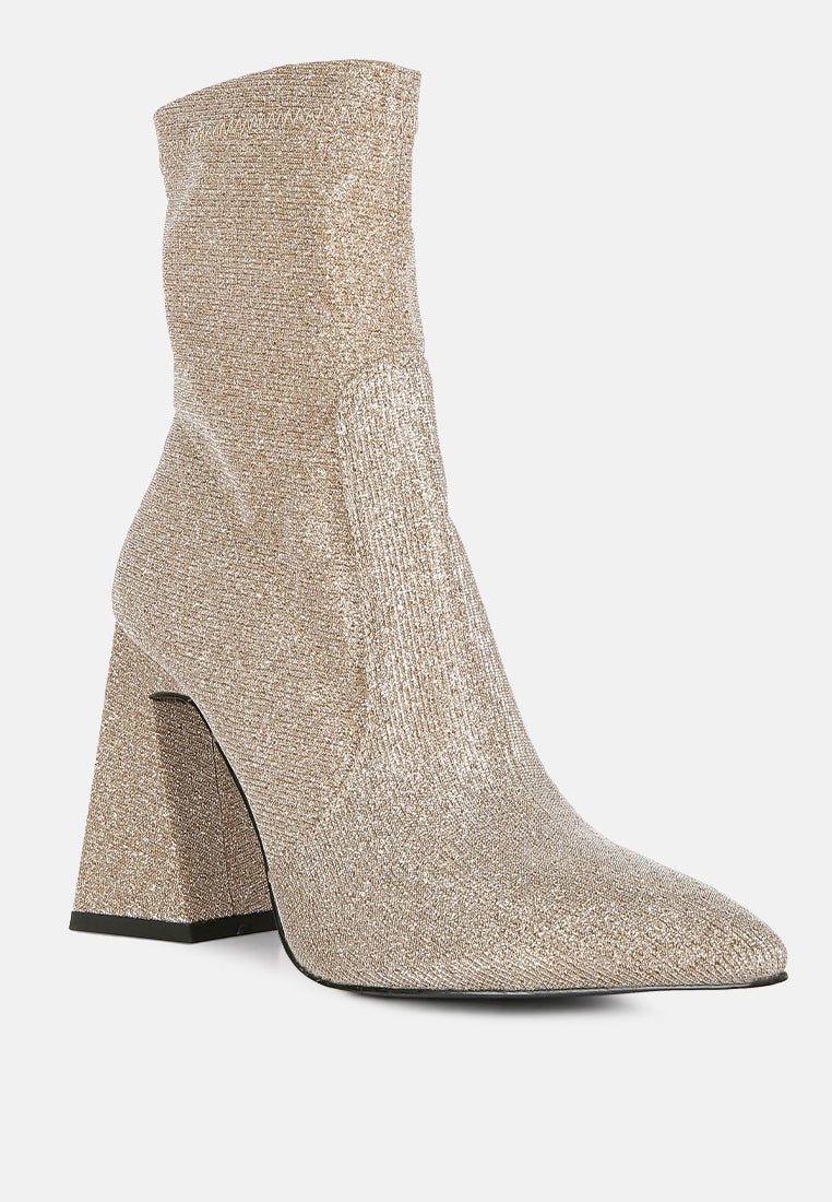 Hustlers Shimmer Block Heeled Ankle Boots-1