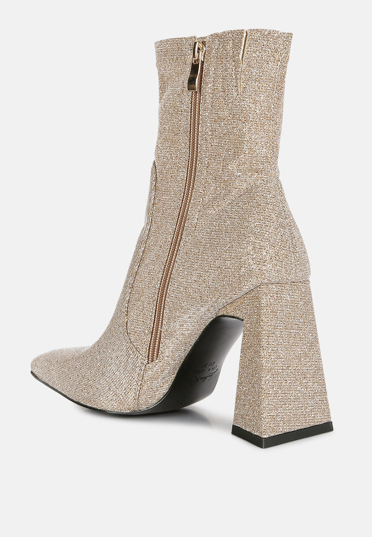 Hustlers Shimmer Block Heeled Ankle Boots-2