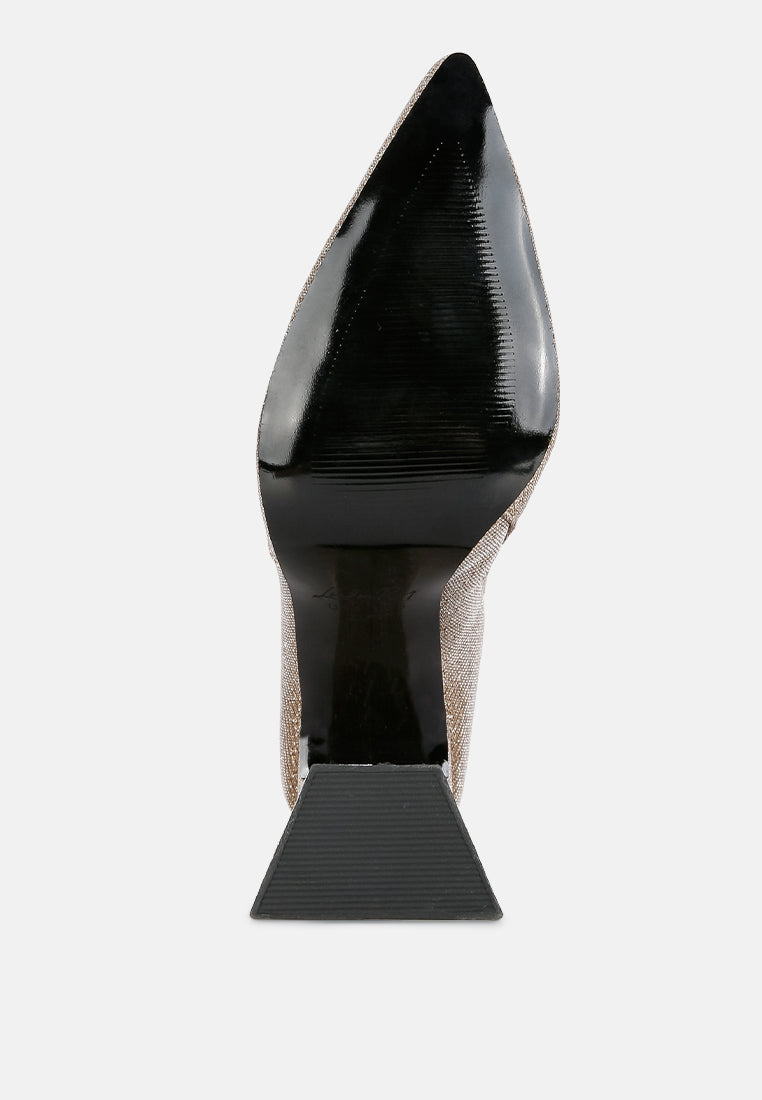 Hustlers Shimmer Block Heeled Ankle Boots-4