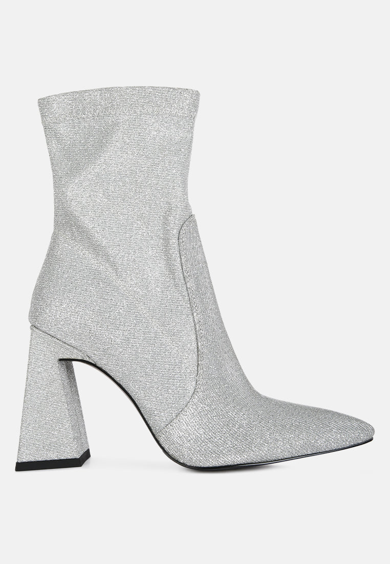 Hustlers Shimmer Block Heeled Ankle Boots-5