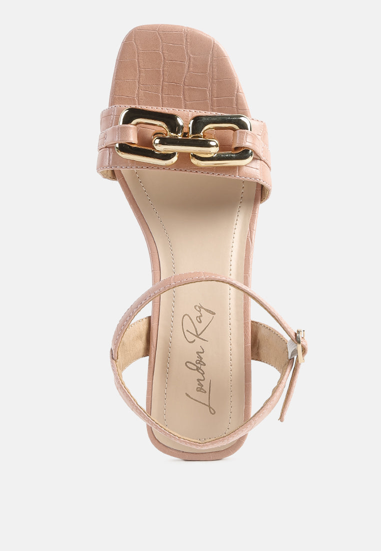 Icicle Clear Low Heel Metal Chain Sandals-3