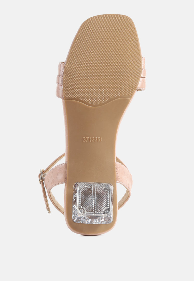 Icicle Clear Low Heel Metal Chain Sandals-4