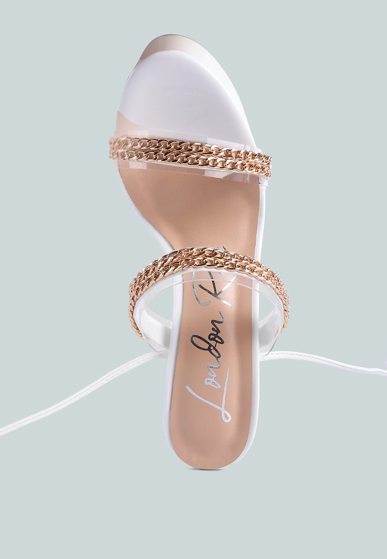 Indulgence Metal Chain Lace Up Chunky Sandals-3