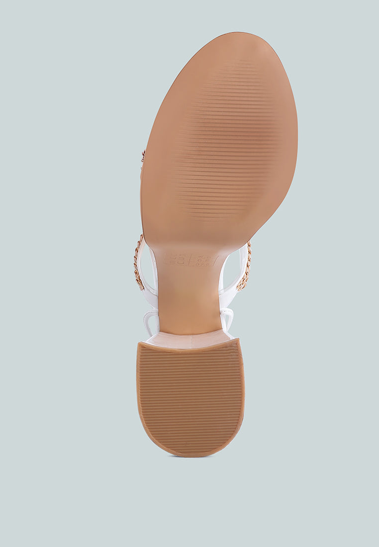Indulgence Metal Chain Lace Up Chunky Sandals-4