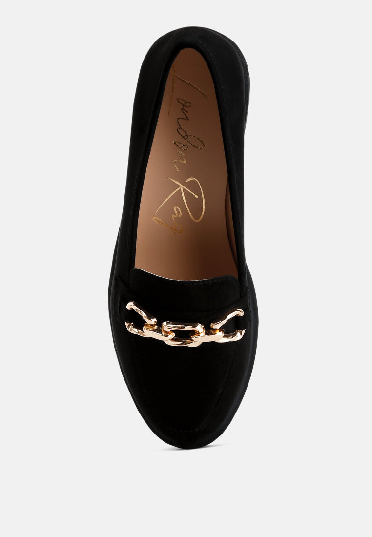 Jacop Micro Suede Metal Chain Link Loafers-4