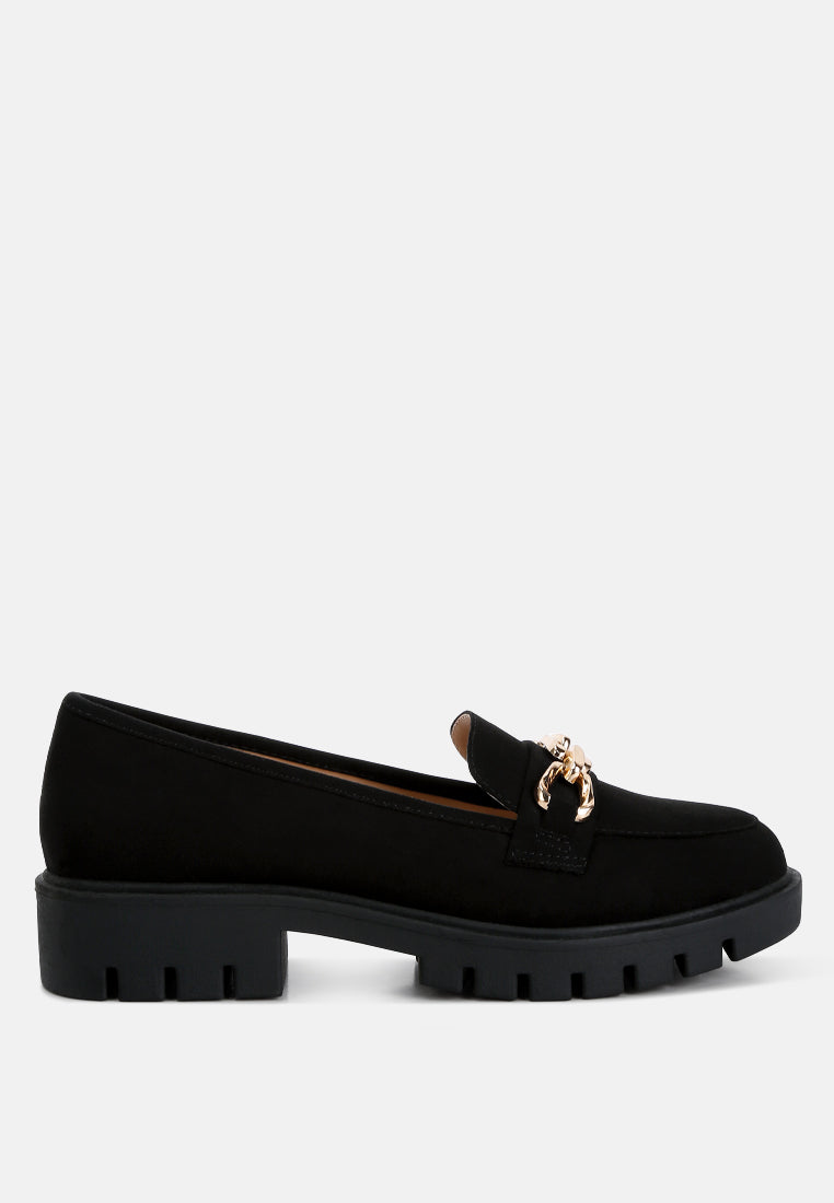 Jacop Micro Suede Metal Chain Link Loafers-0