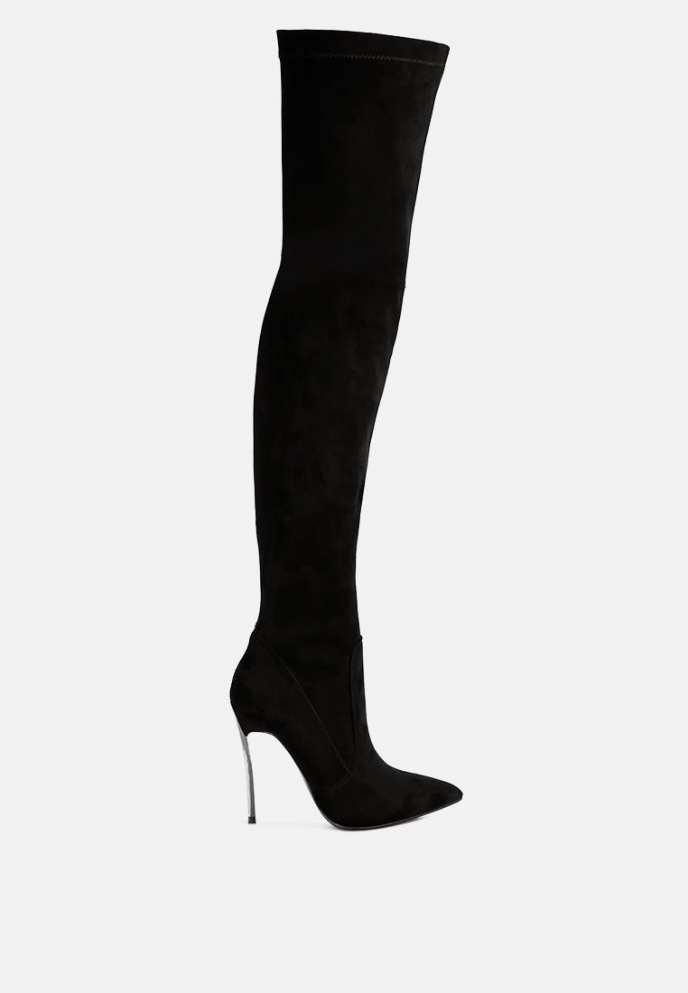 Jaynetts Stretch Suede Micro High Knee Boots-6