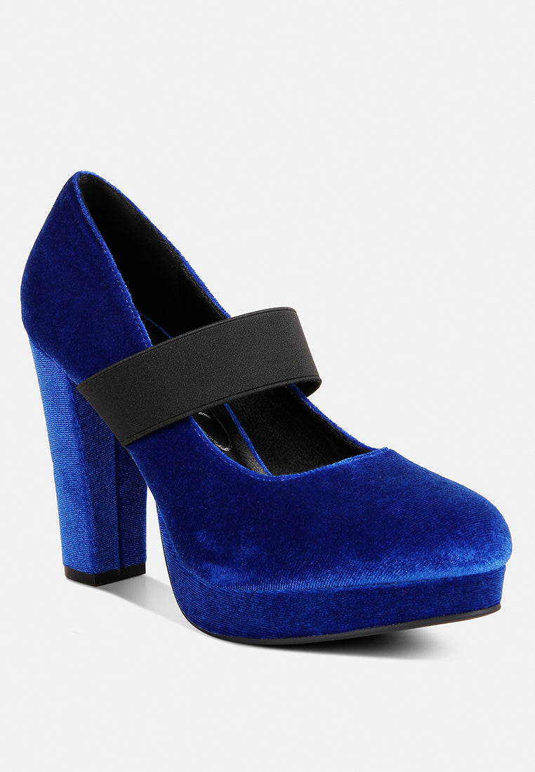 Krause High Block Heel Velvet Pumps-1