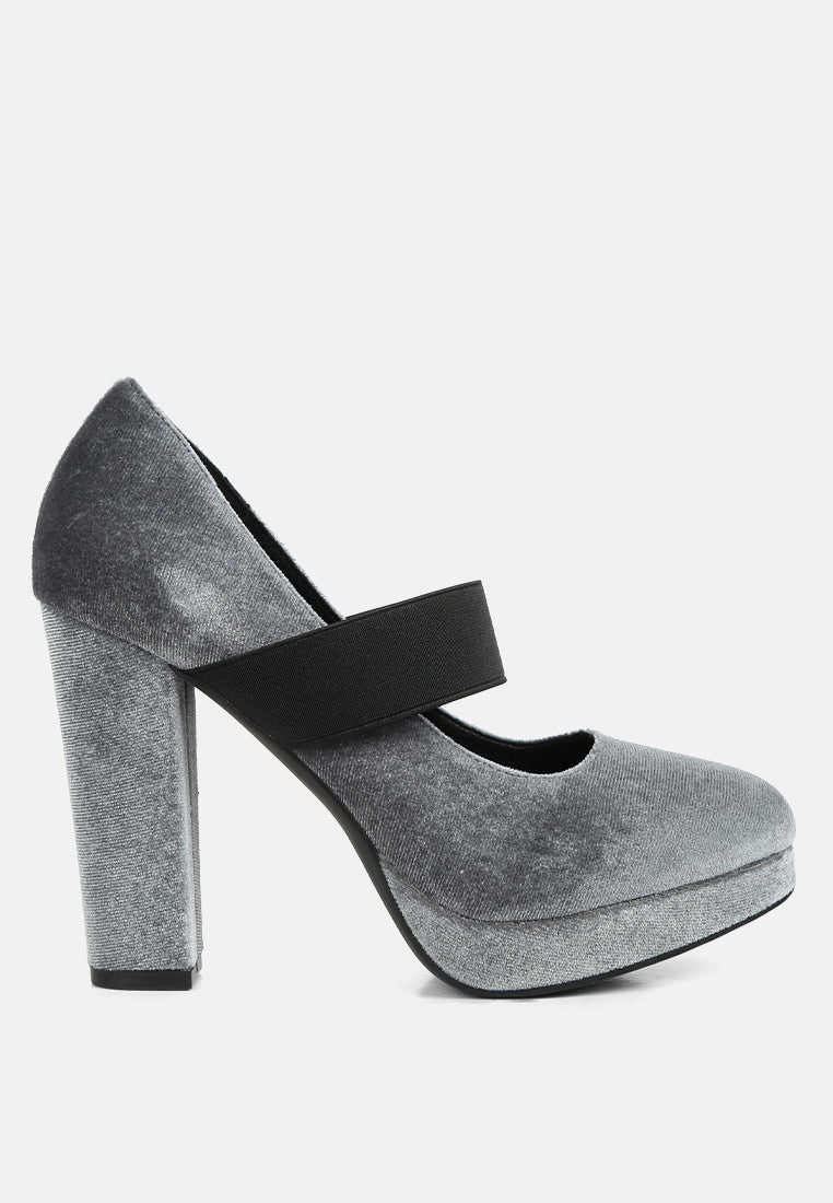 Krause High Block Heel Velvet Pumps-6
