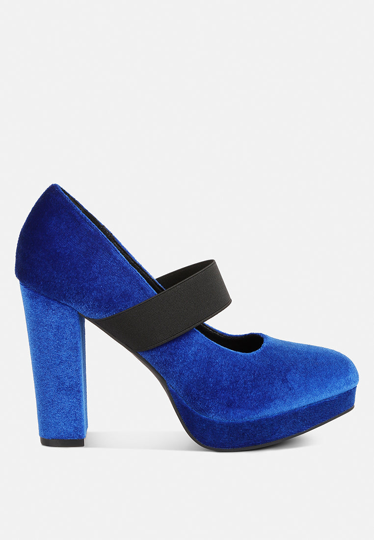 Krause High Block Heel Velvet Pumps-0