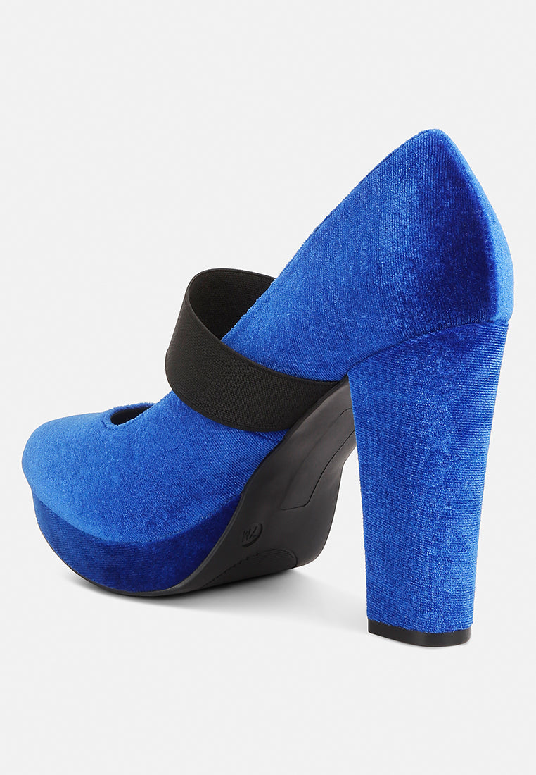 Krause High Block Heel Velvet Pumps-2