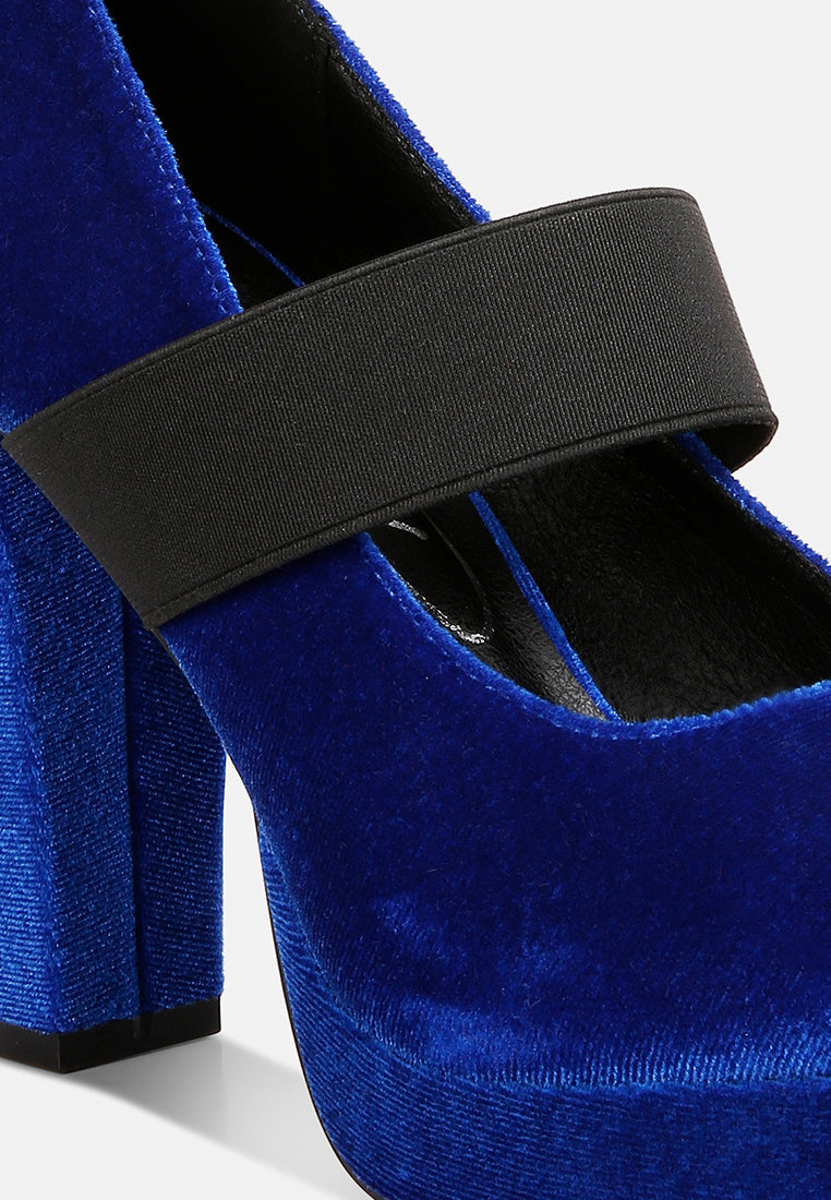 Krause High Block Heel Velvet Pumps-3