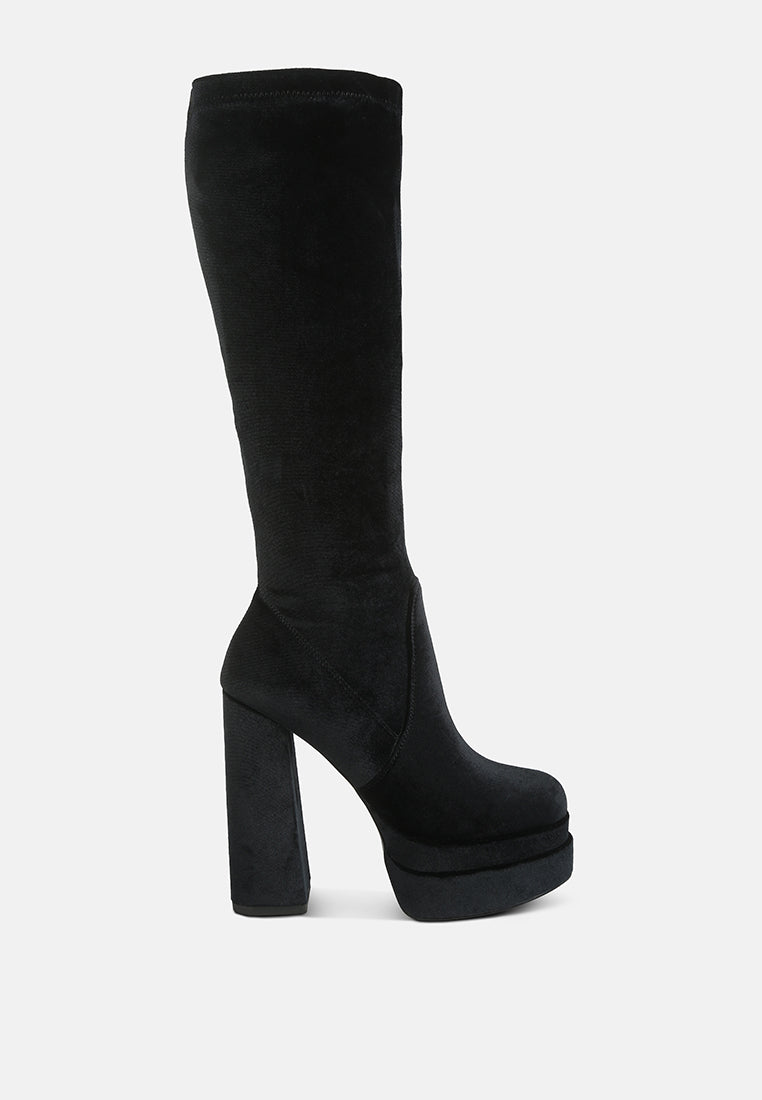 Lazuli High Block Heel Velvet Boot-5