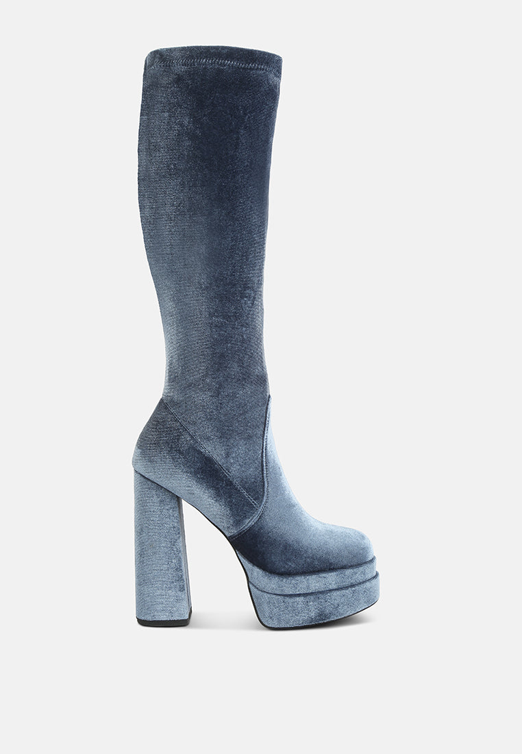 Lazuli High Block Heel Velvet Boot-0