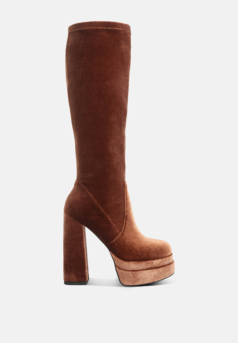 Lazuli High Block Heel Velvet Boot-6