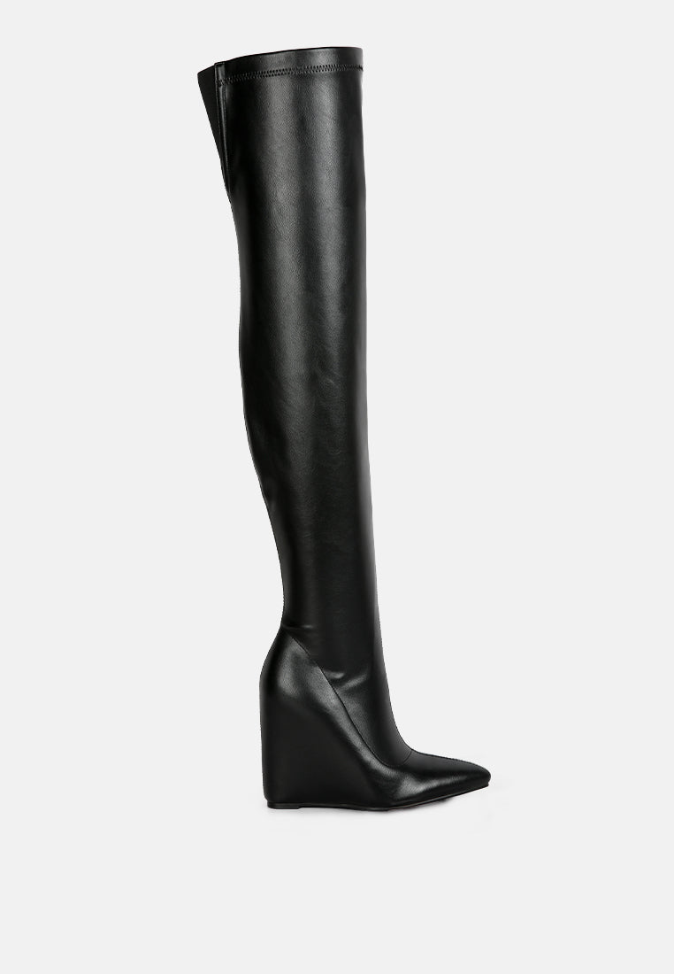 Leggy Lass Wedge Heel Long Boots-5