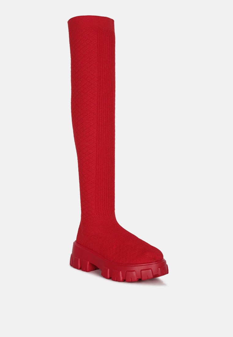 Loro Stretch Knit Knee High Boots-2
