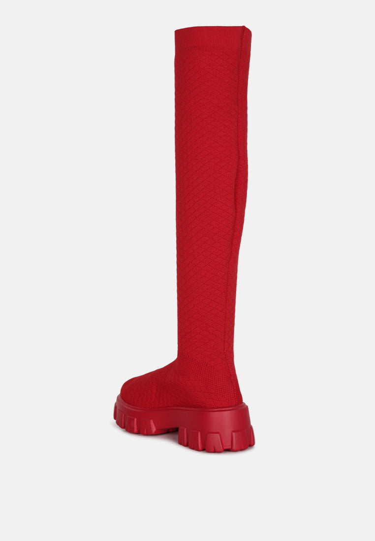 Loro Stretch Knit Knee High Boots-3