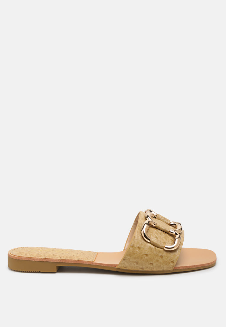 Madeleine Metal Rings Flat Slides-0