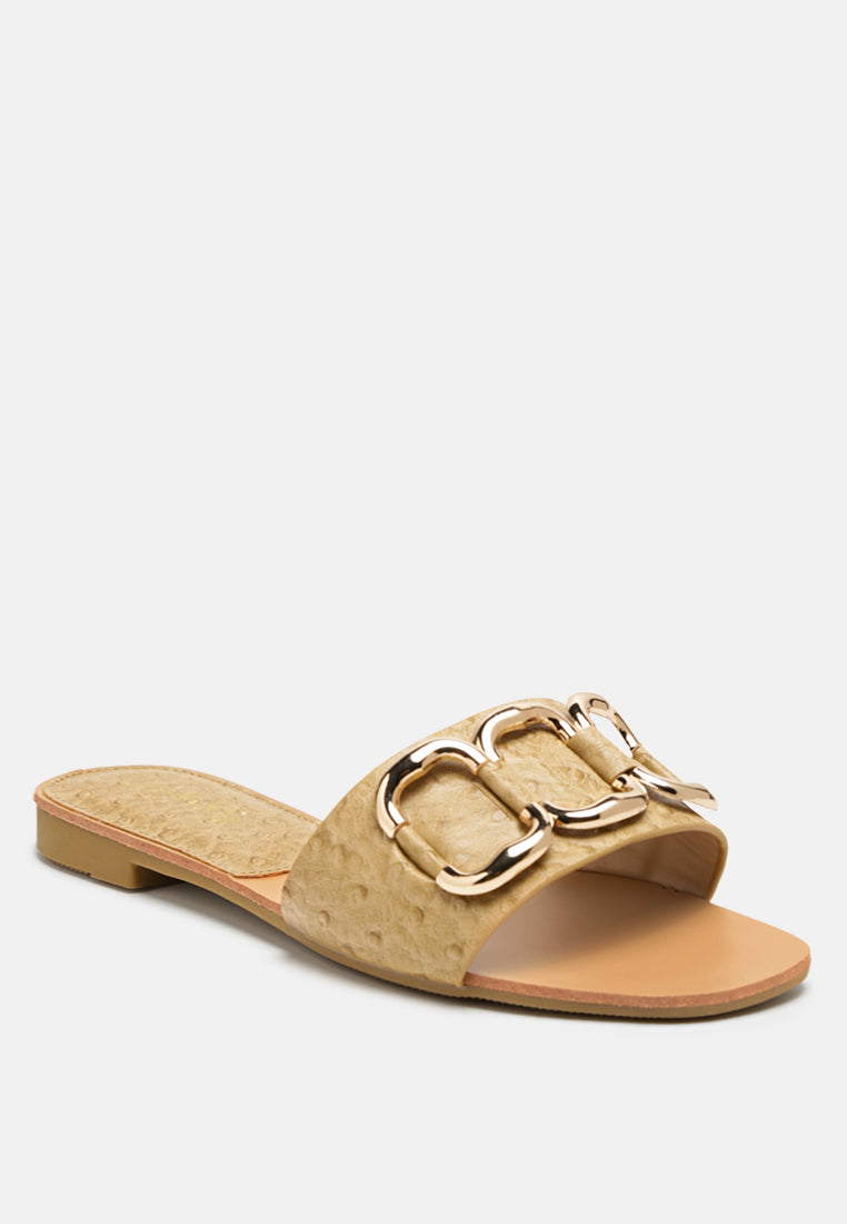 Madeleine Metal Rings Flat Slides-1