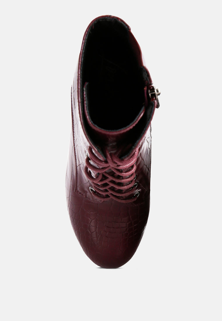 Magdalene Croc High Heel Patform Boots-3
