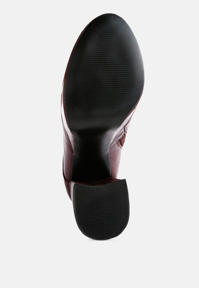 Magdalene Croc High Heel Patform Boots-4