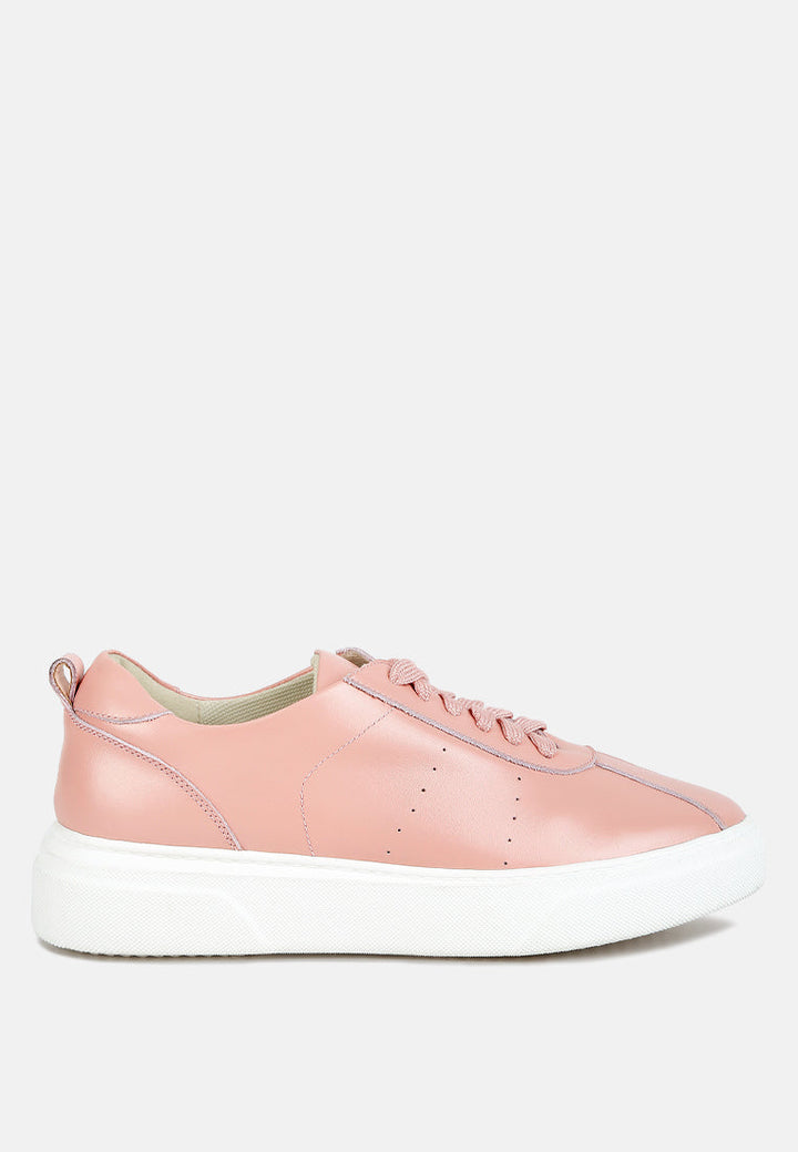 Magull Solid Lace Up Leather Sneakers-5