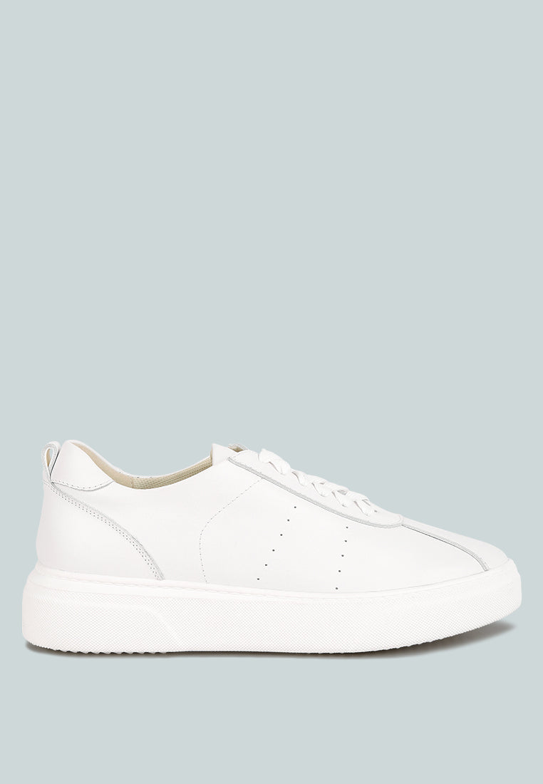Magull Solid Lace Up Leather Sneakers-0