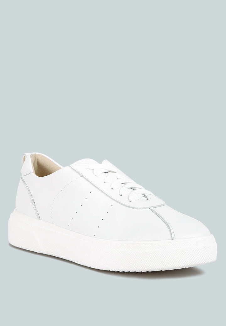 Magull Solid Lace Up Leather Sneakers-2