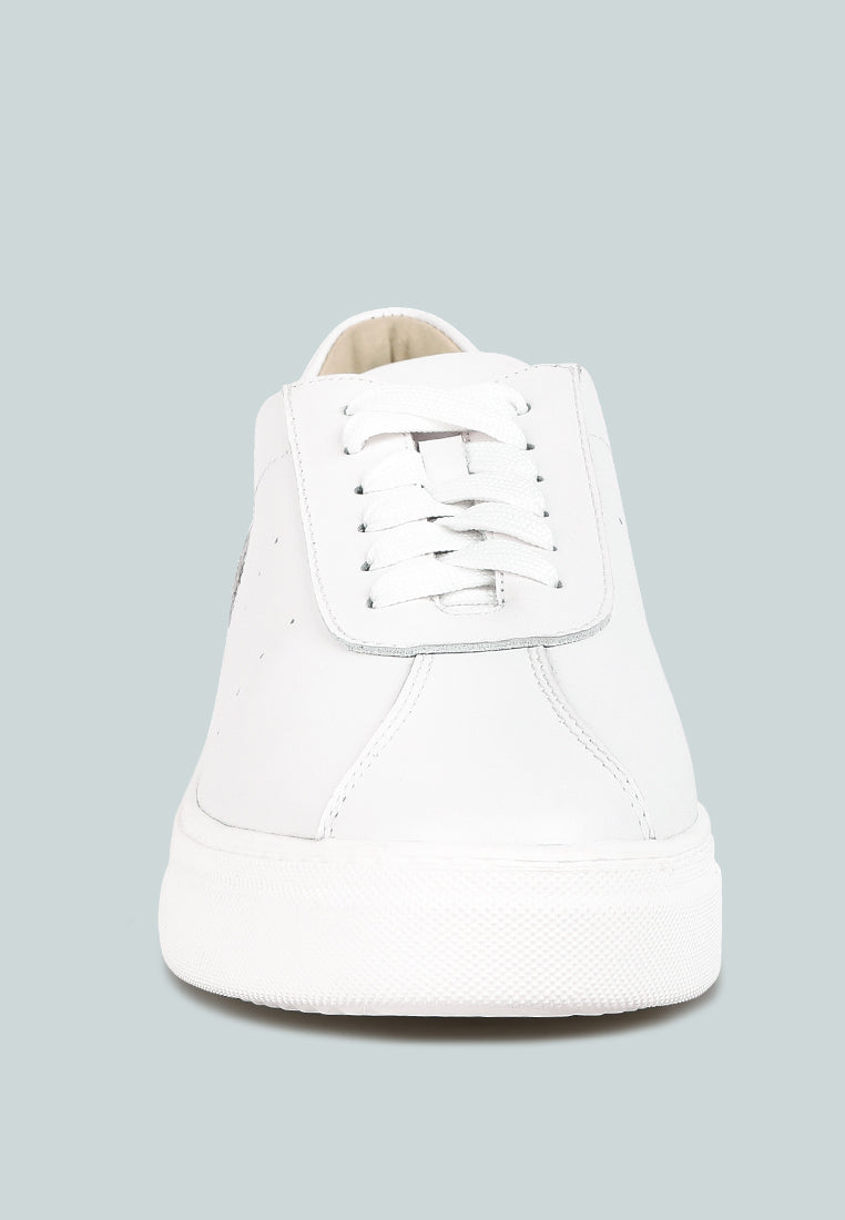 Magull Solid Lace Up Leather Sneakers-4